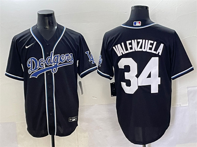 Men's Los Angeles Dodgers #34 Fernando Valenzuela Black Fashion Stitched Baseball Jersey Men's Los Angeles Dodgers #34 Fernando Valenzuela Black Fashion Stitched Baseball Jersey